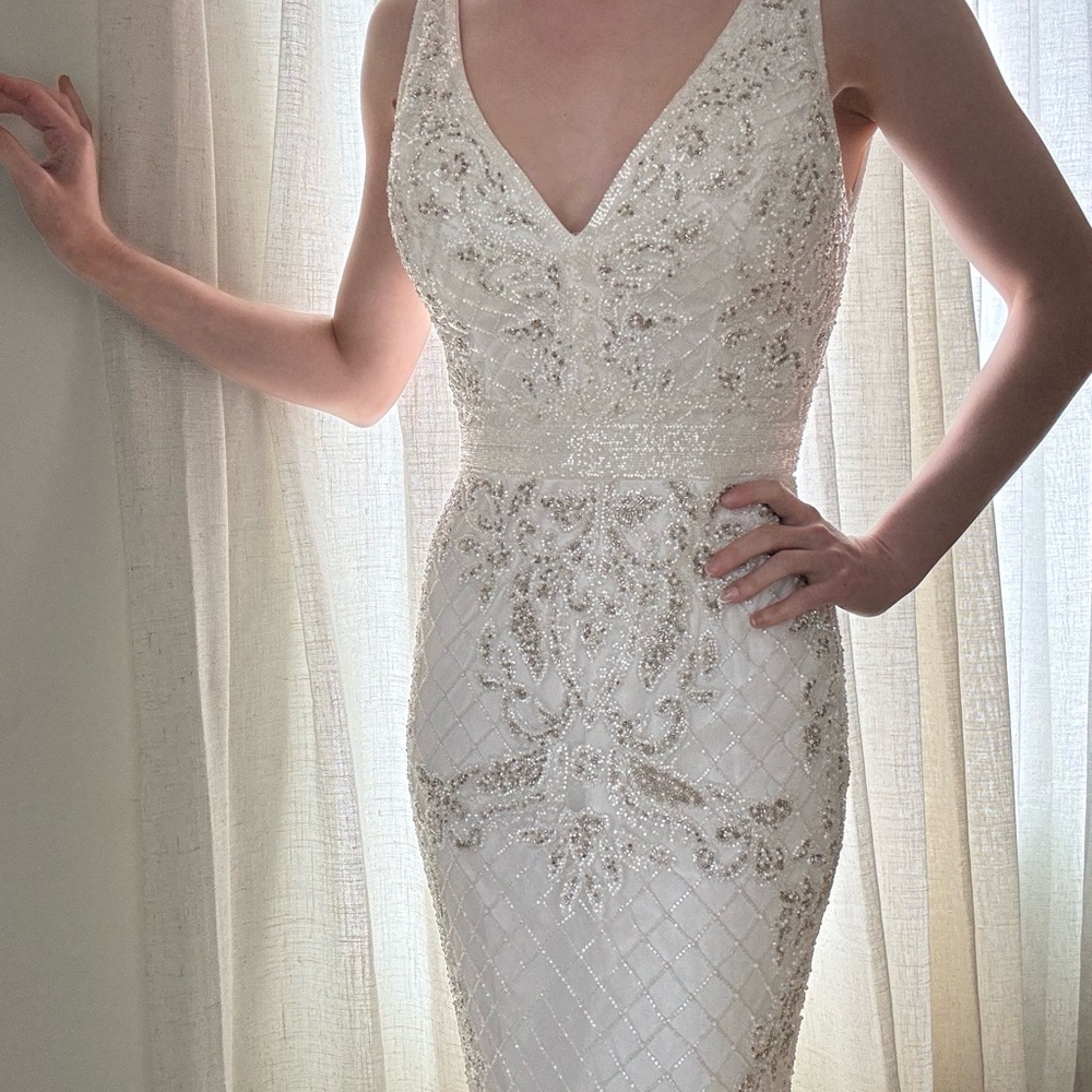 Elegant White Beaded Dress